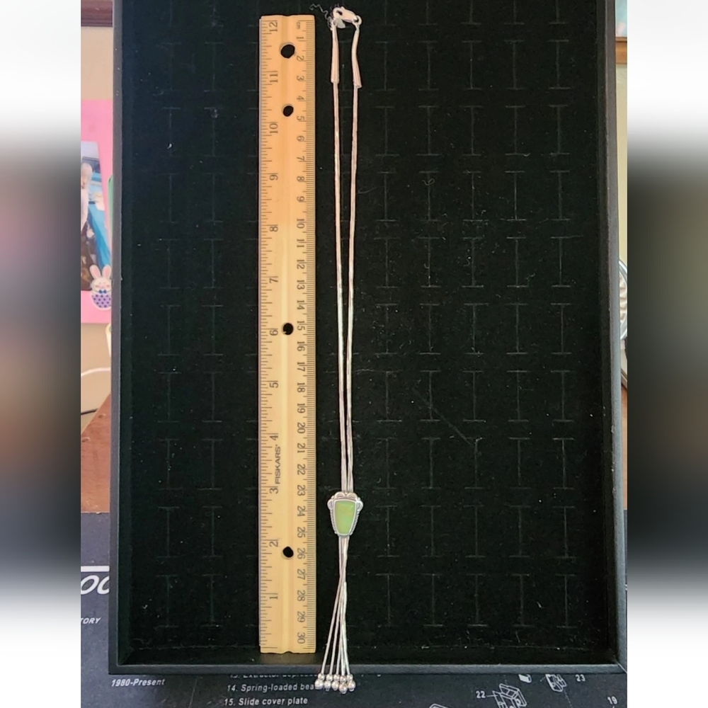 Native American Sterling Silver/Turquoise Lariat Style Necklace Marked/Tested+